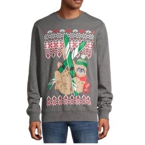 Holiday‎ Time Skiing Sloth Ugly Christmas Crewneck Sweatshirt Mens Size Large